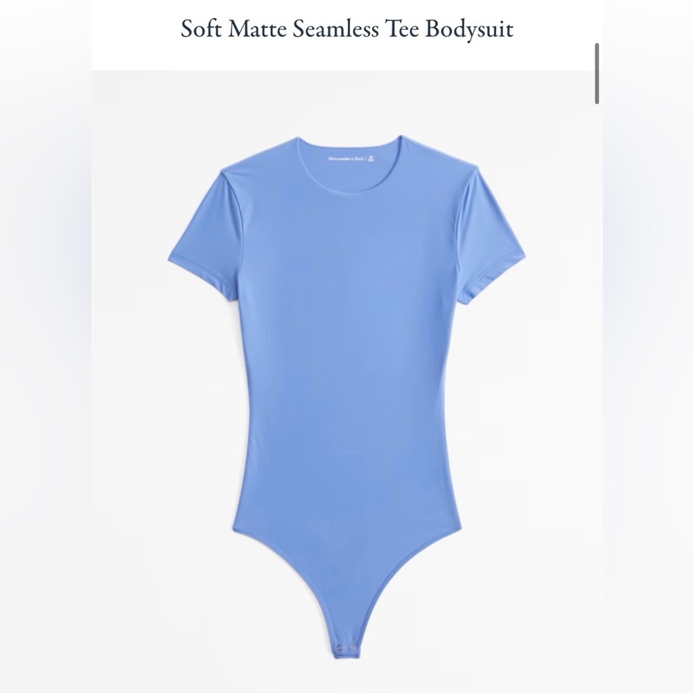 NWT Abercrombie & Fitch Soft Matte Seamless Tee Bodysuit, Blue, M